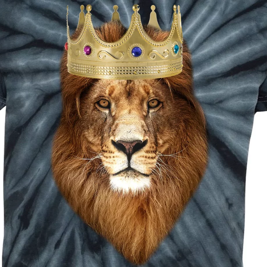 Lion Gold Crown King Of The Jungle Kids Tie-Dye T-Shirt