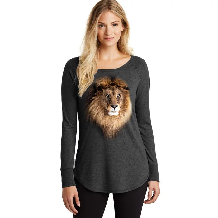 Lion Head Graphic Women's Perfect Tri Tunic Long Sleeve Shirt