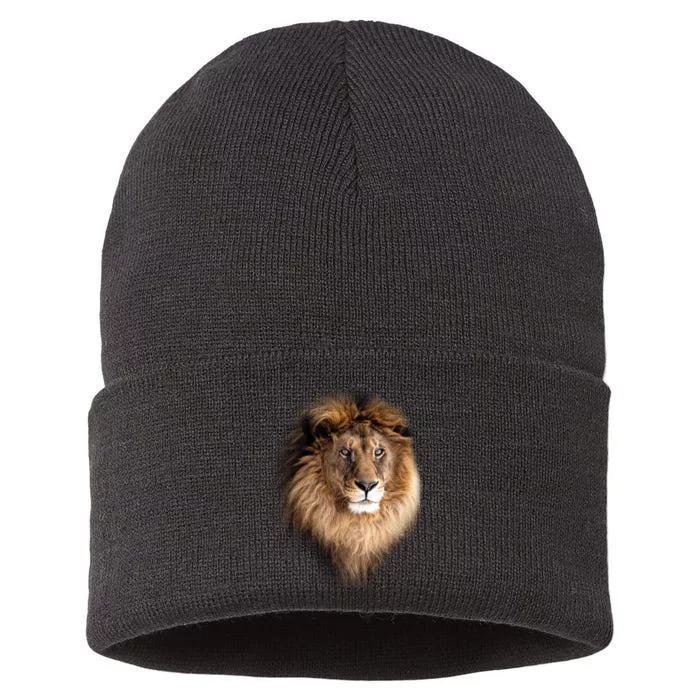 Lion Head Graphic Sustainable Knit Beanie