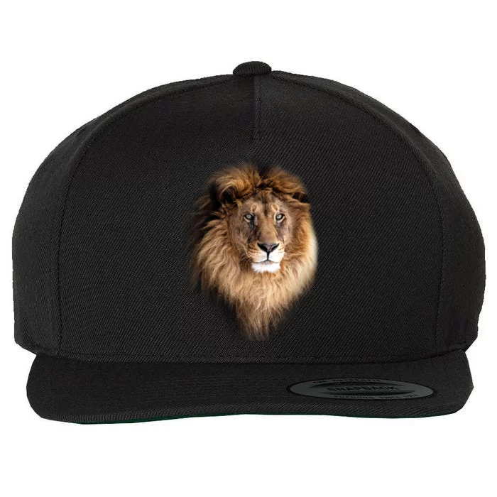 Lion Head Graphic Wool Snapback Cap