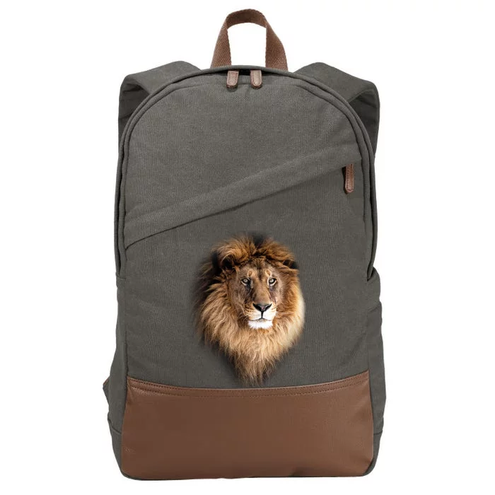 Lion Head Graphic Cotton Canvas Backpack