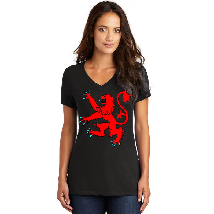 Lion Rampant of Scotland Women's V-Neck T-Shirt