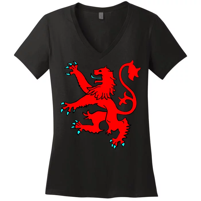 Lion Rampant of Scotland Women's V-Neck T-Shirt