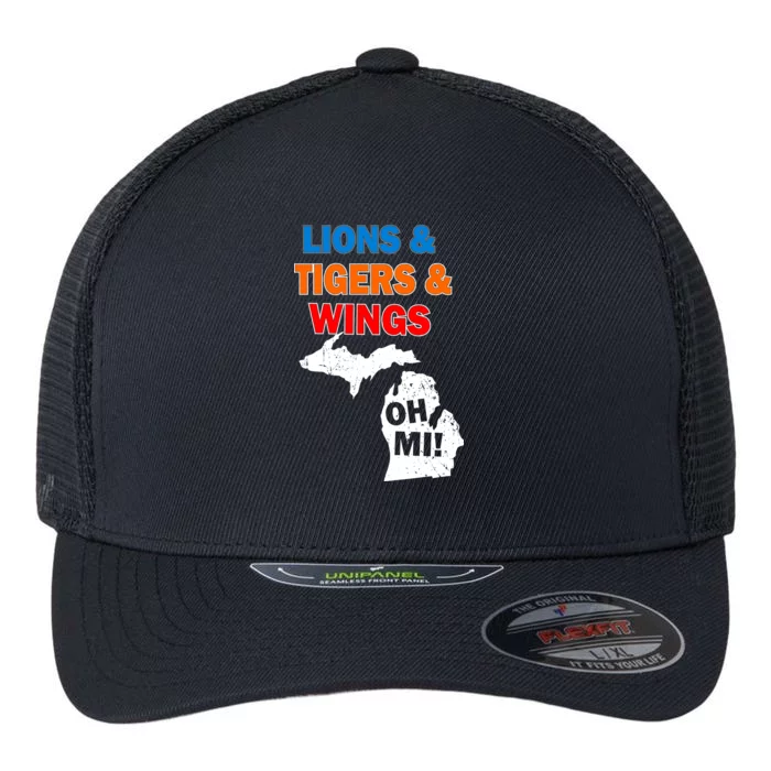 Lions Tigers Wings Oh MI Flexfit Unipanel Trucker Cap