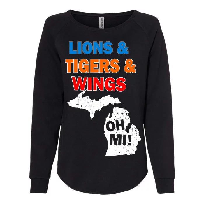 Lions Tigers Wings Oh MI Womens California Wash Sweatshirt