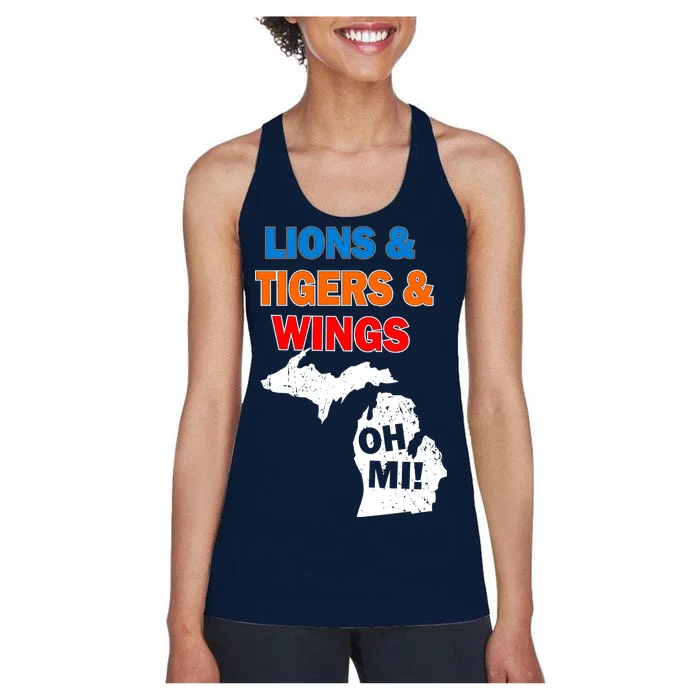 Lions Tigers Wings Oh MI Women's Racerback Tank