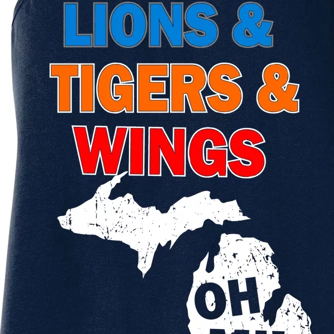 Lions Tigers Wings Oh MI Women's Racerback Tank