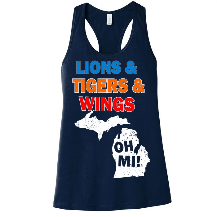 Lions Tigers Wings Oh MI Women's Racerback Tank