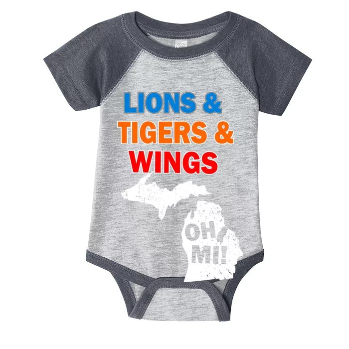 Lions Tigers Wings Oh MI Infant Baby Jersey Bodysuit