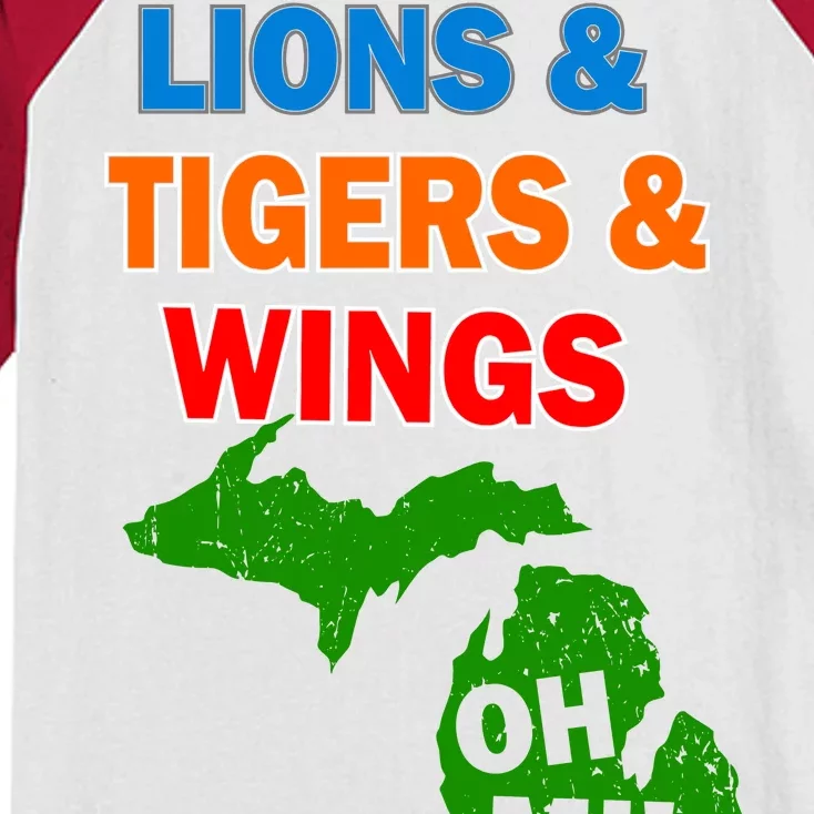 Lions Tigers Wings Oh MI Kids Colorblock Raglan Jersey