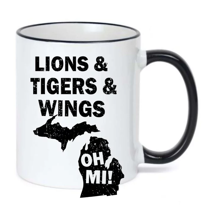 Lions Tigers Wings Oh MI Vintage Black Color Changing Mug