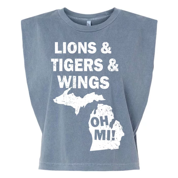 Lions Tigers Wings Oh MI Vintage Garment-Dyed Women's Muscle Tee