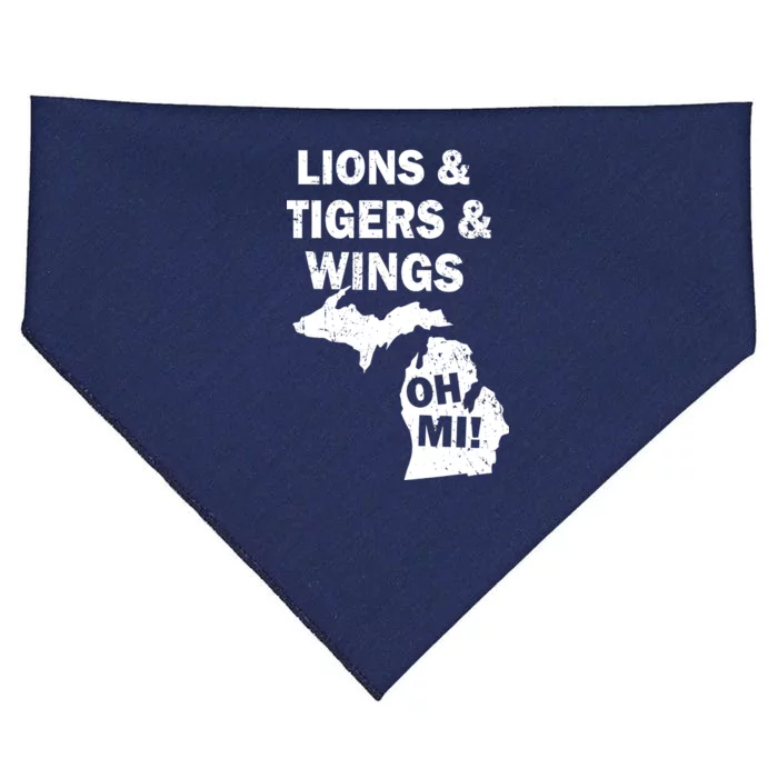 Lions Tigers Wings Oh MI Vintage USA-Made Doggie Bandana