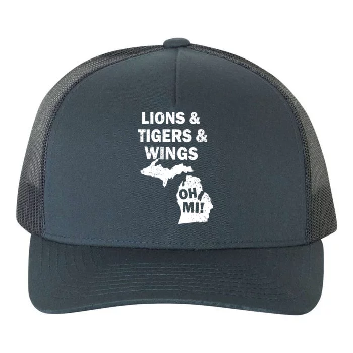 Lions Tigers Wings Oh MI Vintage Yupoong Adult 5-Panel Trucker Hat