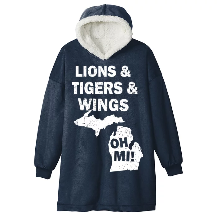 Lions Tigers Wings Oh MI Vintage Hooded Wearable Blanket