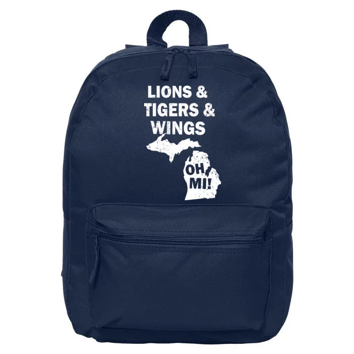 Lions Tigers Wings Oh MI Vintage 16 in Basic Backpack