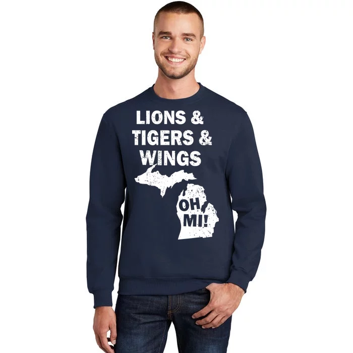 Lions Tigers Wings Oh MI Vintage Tall Sweatshirt