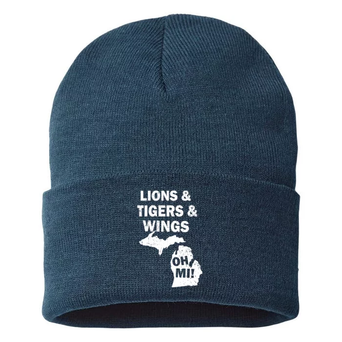 Lions Tigers Wings Oh MI Vintage Sustainable Knit Beanie