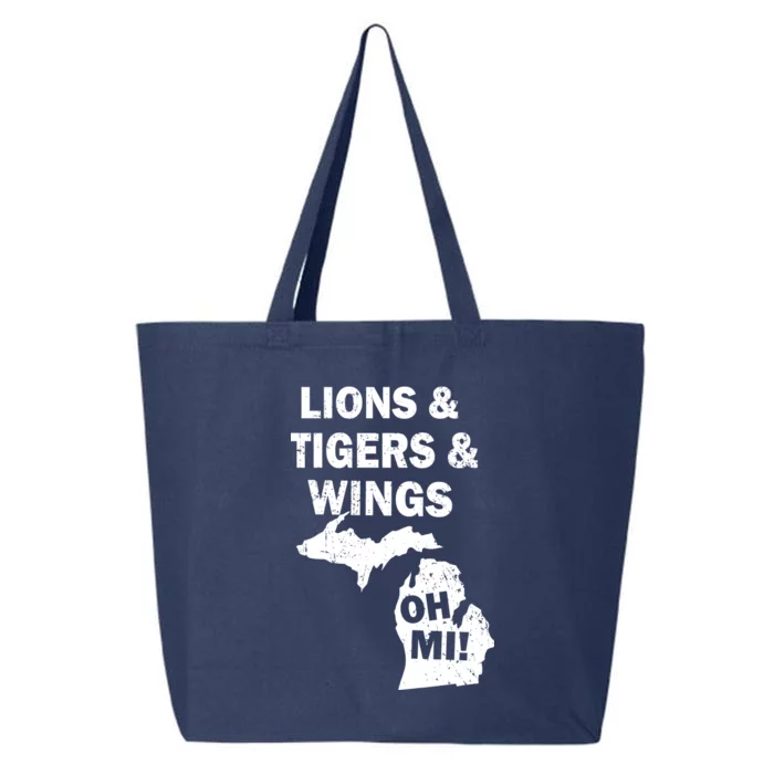 Lions Tigers Wings Oh MI Vintage 25L Jumbo Tote