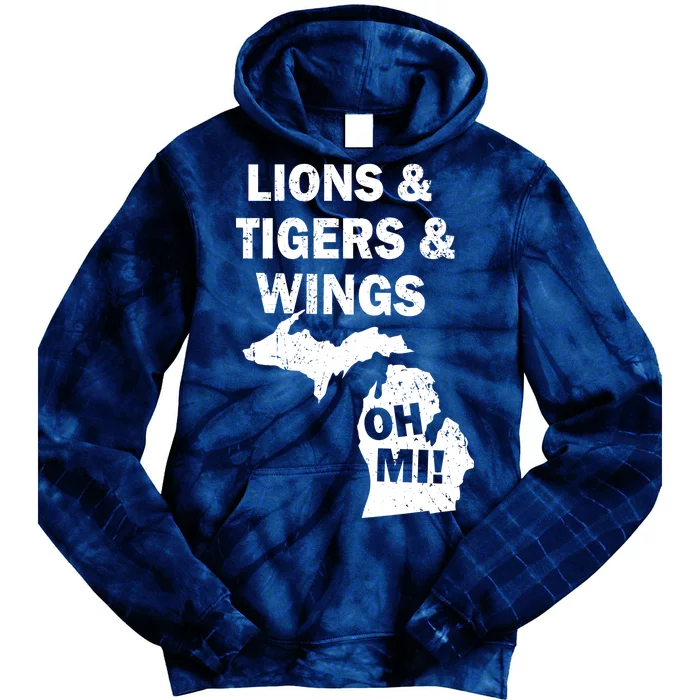 Lions Tigers Wings Oh MI Vintage Tie Dye Hoodie