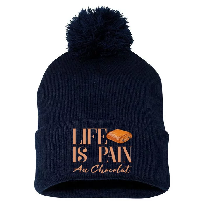 Life Is Pain Au Chocolat Pom Pom 12in Knit Beanie