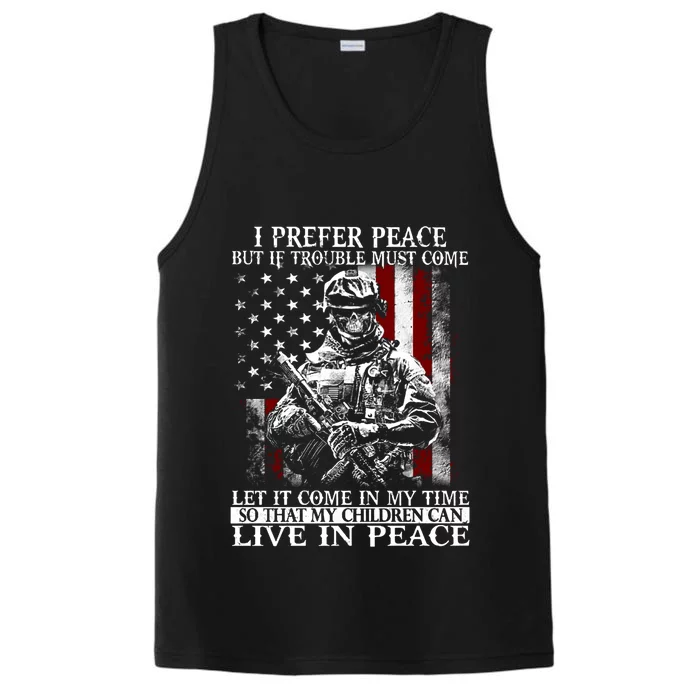 Live In Peace Veteran Soldier Warrior Military America Flag Great Gift Performance Tank