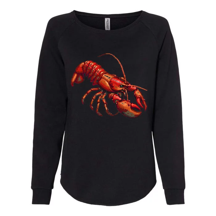 Lobster In Pixel Form Womens California Wash Sweatshirt