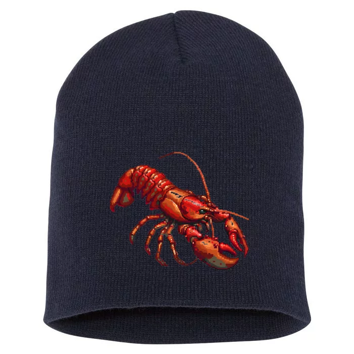 Lobster In Pixel Form Short Acrylic Beanie