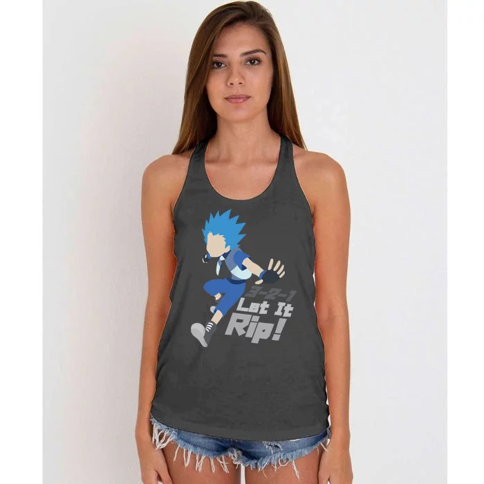 Let it Rip Anime Boy Japanese Funny Anime Women's Knotted Racerback Tank