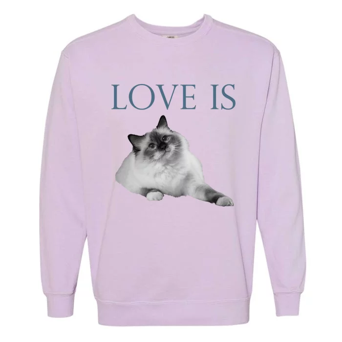 Love Is Ragdoll Cat Gift Garment-Dyed Sweatshirt