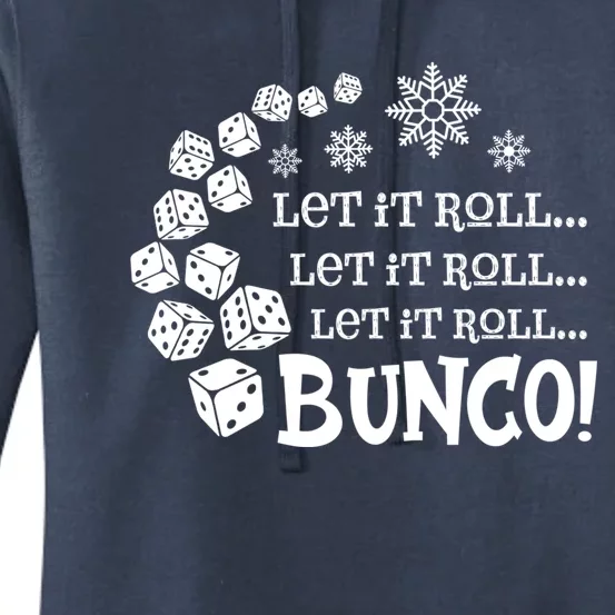 Let It Roll Bunco Game Dice Merry Christmas Xmas Santa Claus Gift Women's Pullover Hoodie