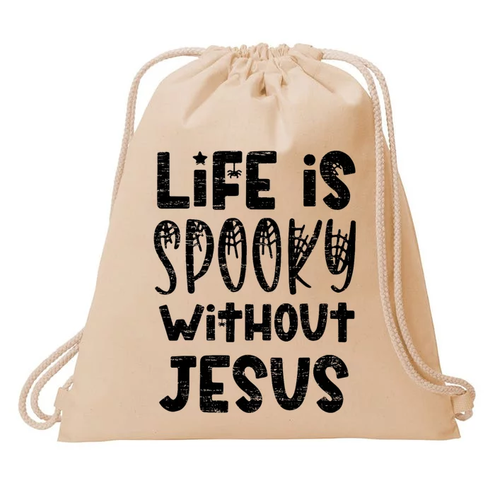 Life Is Spooky Without Jesus Christian Religious Halloween Drawstring Bag