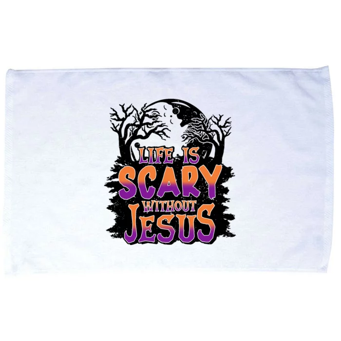 Life Is Scary Without Jesus Christian Halloween Tree Bible Microfiber Hand Towel