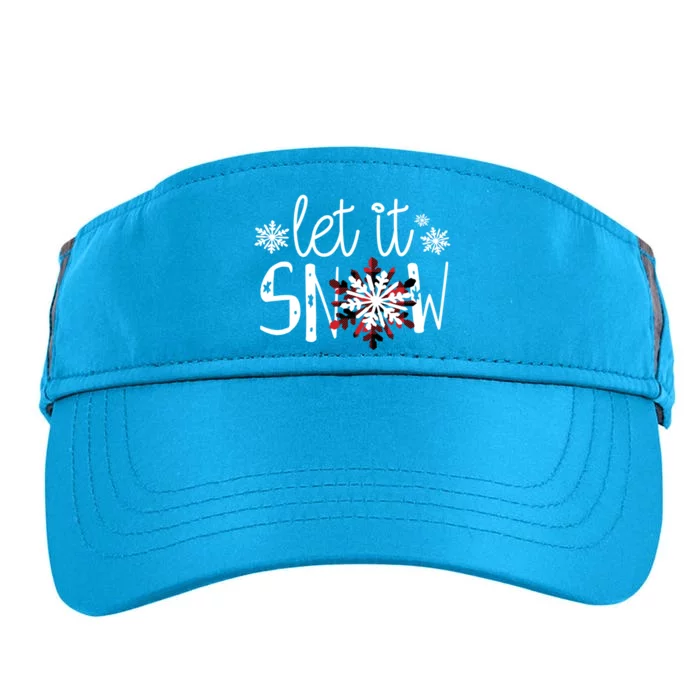 Let It Snow Cute Christmas Winter Buffalo Plaid Snowflake Gift Adult Drive Performance Visor