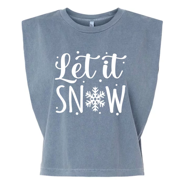 Let It Snow Funny Merry Christmas Santa Elf Gnomes Graphic Gift Garment-Dyed Women's Muscle Tee