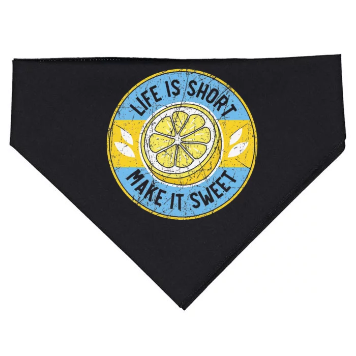 Life Is Short Make It Sweet Lemon Lover Fruit Business USA-Made Doggie Bandana