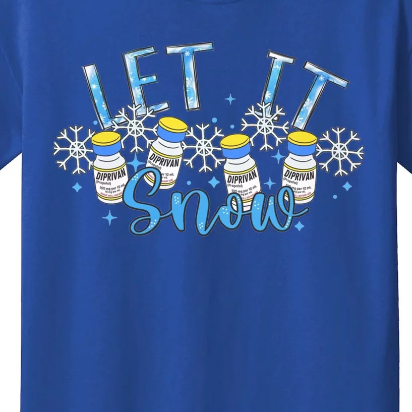 Let It Snow Propofol Christmas Nurse Winter Crna Anesthesia Cool Gift Kids T-Shirt