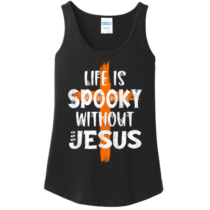 Life Is Scary Without Jesus Halloween Christian Costume Ladies Essential Tank