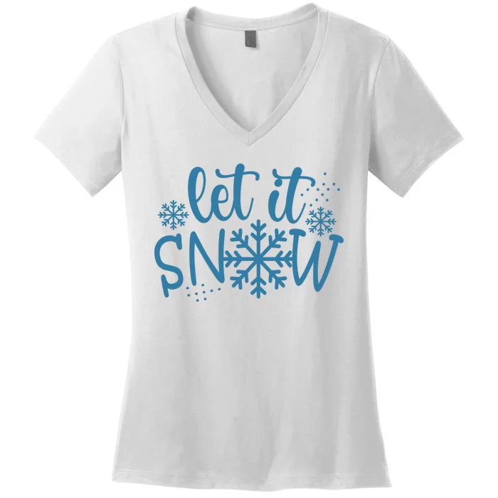 Let It Snow Cute Cozy Women's V-Neck T-Shirt