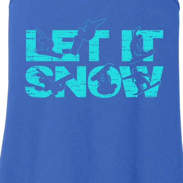 Let It Snow Snowboard Winter Sport Lover Gift Ladies Essential Tank