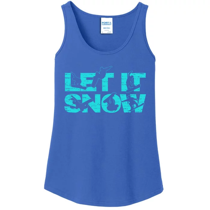 Let It Snow Snowboard Winter Sport Lover Gift Ladies Essential Tank