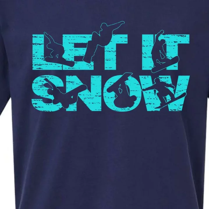 Let It Snow Snowboard Winter Sport Lover Gift Sueded Cloud Jersey T-Shirt