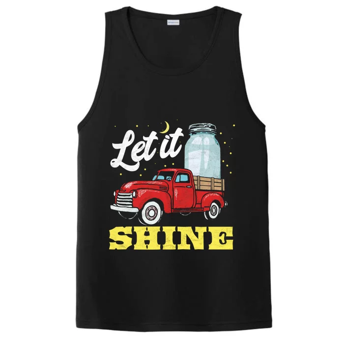 Let It Shine! Vintage Truck Stars Moon And Moonshine Jar Funny Gift Performance Tank