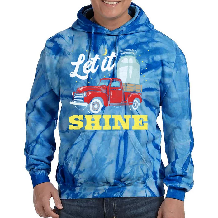 Let It Shine! Vintage Truck Stars Moon And Moonshine Jar Funny Gift Tie Dye Hoodie