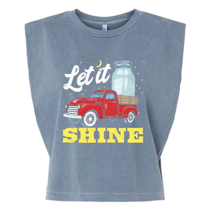 Let It Shine! Vintage Truck Stars Moon And Moonshine Jar Funny Gift Garment-Dyed Women's Muscle Tee