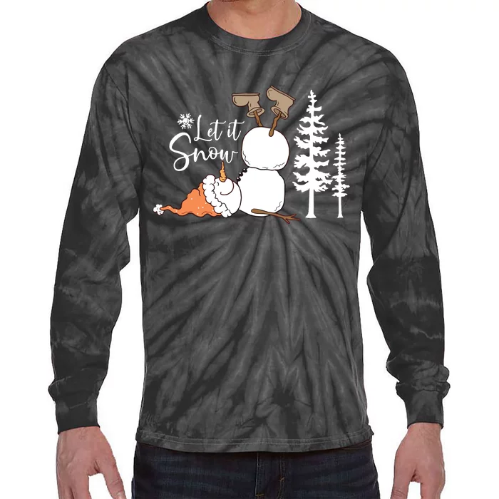 Let It Snow Christmas Snowman Tie-Dye Long Sleeve Shirt