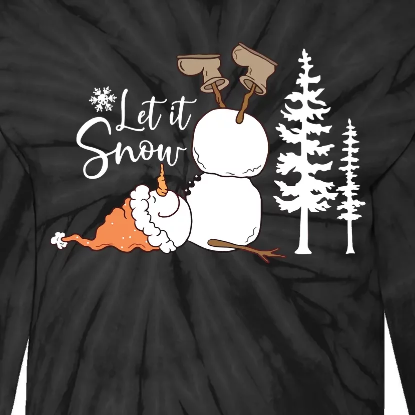 Let It Snow Christmas Snowman Tie-Dye Long Sleeve Shirt