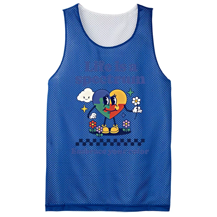 Life Is Spectrum Embrace Your Color Autism Awareness Retro Gift Mesh Reversible Basketball Jersey Tank