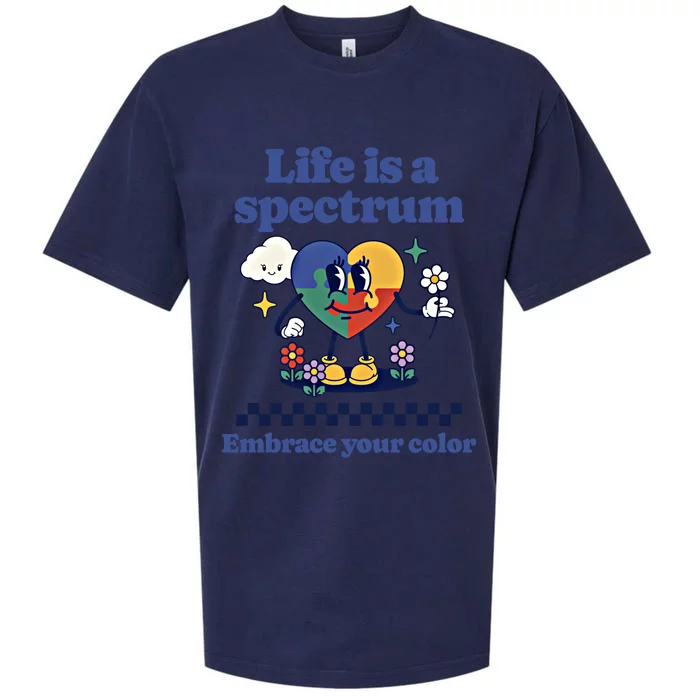 Life Is Spectrum Embrace Your Color Autism Awareness Retro Gift Sueded Cloud Jersey T-Shirt