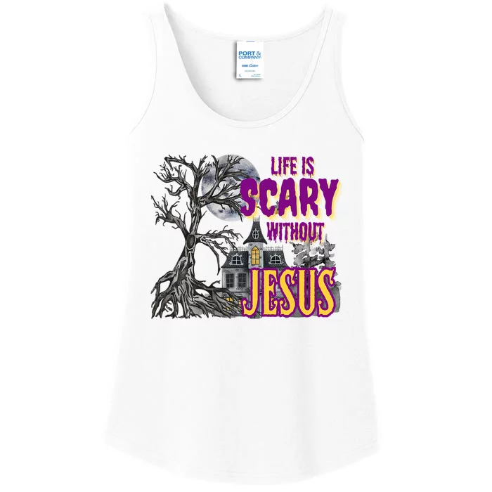 Life Is Scary Without Jesus Halloween Costume Ladies Essential Tank